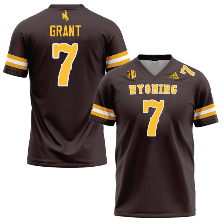 Wyoming Cowboys #7 Markie Grant College Football Jerseys Stitched-Brown